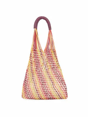 Hybris macrame hobo bag in multi silk