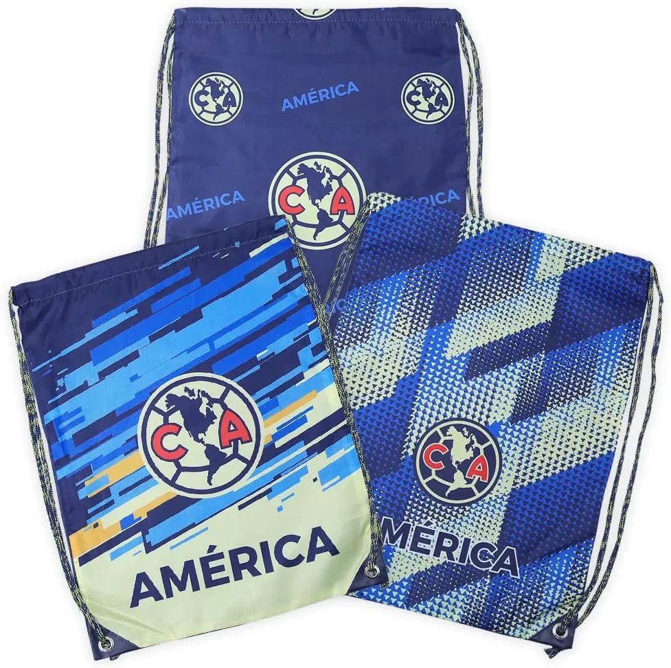 Icon Sports Official Licensed World Soccer Clubs Soccer Drawstring Cinch Bag Pack, Club America Bundle