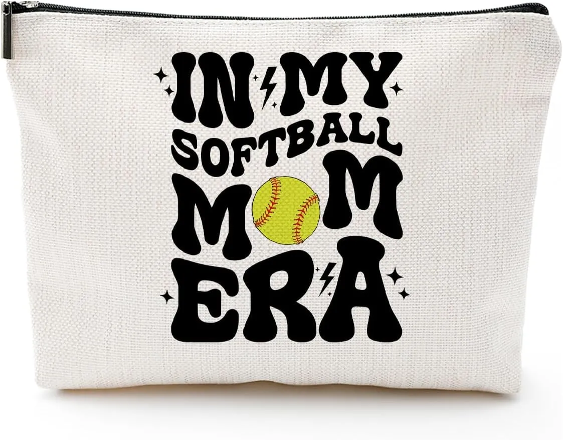 In My Softball Mom Era Makeup Bag - Softball Accessories for Team Inspirational Gift for Softball Lovers Party Favors Stuff