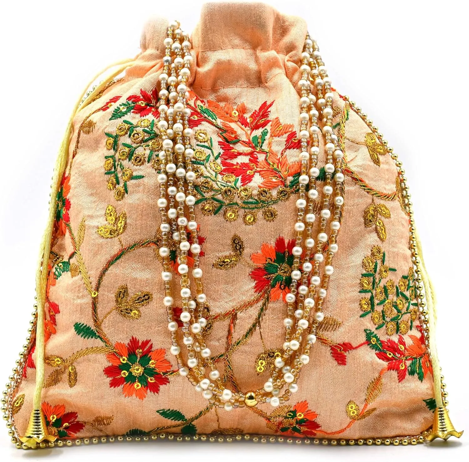 Indian Handmade Potli Bag Women's Embroidered Clutch Purse Pouch Drawstring Bag Wedding Favor Return Gift For Guests