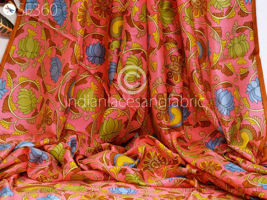 Indian Soft Pure Habotai Silk Fabric by the yard Silk Printed Wedding Dresses Bridesmaid Party Costumes Crafting Sewing Saree Dupatta Scarf