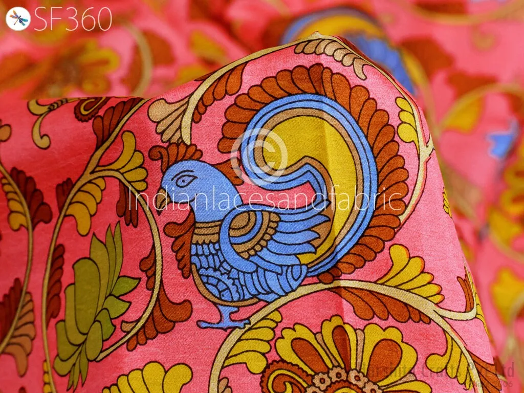 Indian Soft Pure Habotai Silk Fabric by the yard Silk Printed Wedding Dresses Bridesmaid Party Costumes Crafting Sewing Saree Dupatta Scarf