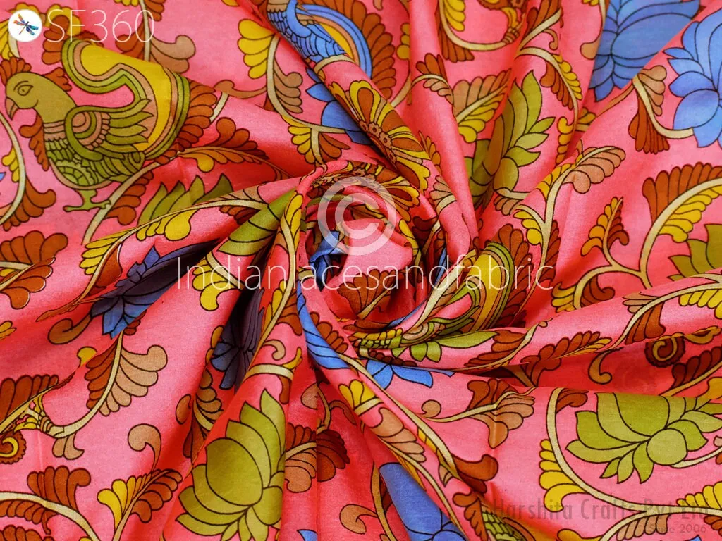 Indian Soft Pure Habotai Silk Fabric by the yard Silk Printed Wedding Dresses Bridesmaid Party Costumes Crafting Sewing Saree Dupatta Scarf