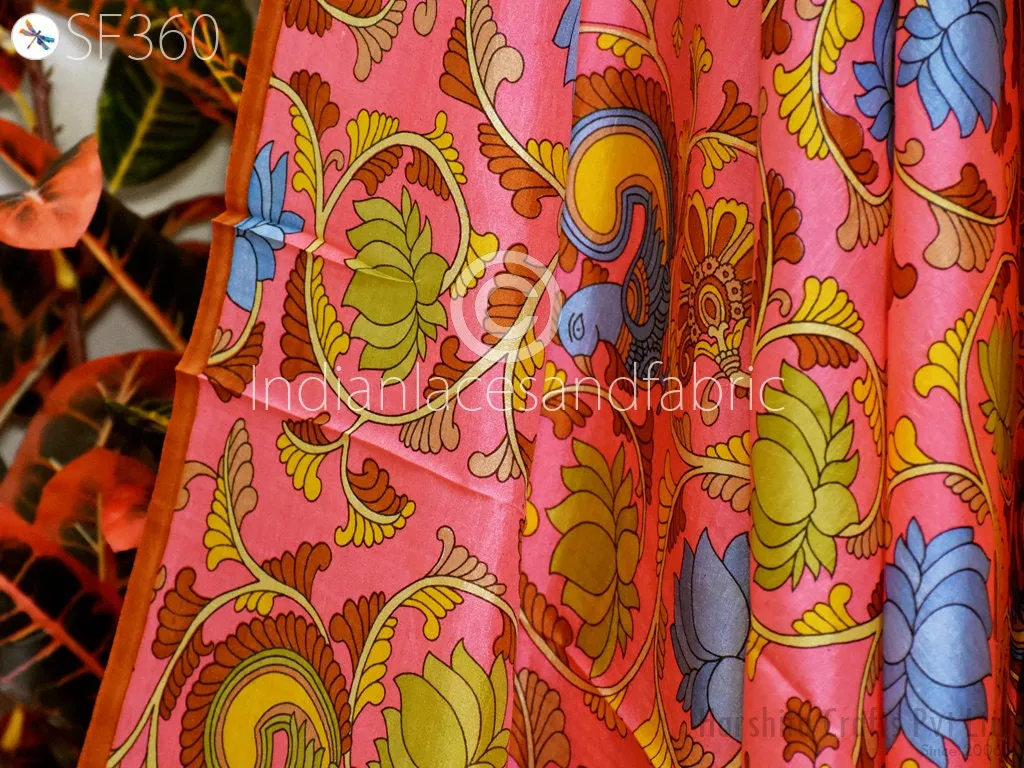 Indian Soft Pure Habotai Silk Fabric by the yard Silk Printed Wedding Dresses Bridesmaid Party Costumes Crafting Sewing Saree Dupatta Scarf