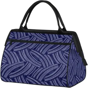 Indigo Block Print Travel Duffel Bag Sports Travel Duffel Bag Waterproof Durable Large Gym Tote Bag Weekender Overnight Bag for Women Travel Gym Yoga