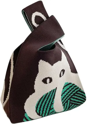 Internet celebrity handbag, knitted wool bucket bag, casual Tote bag, bento small square bag