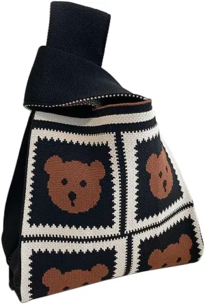 Internet celebrity handbag, knitted wool bucket bag, casual Tote bag, bento small square bag