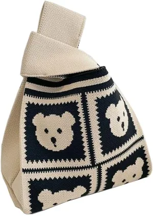 Internet celebrity handbag, knitted wool bucket bag, casual Tote bag, bento small square bag
