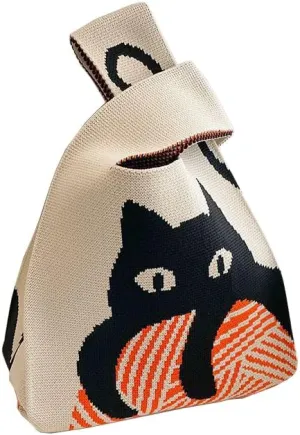 Internet celebrity handbag, knitted wool bucket bag, casual Tote bag, bento small square bag