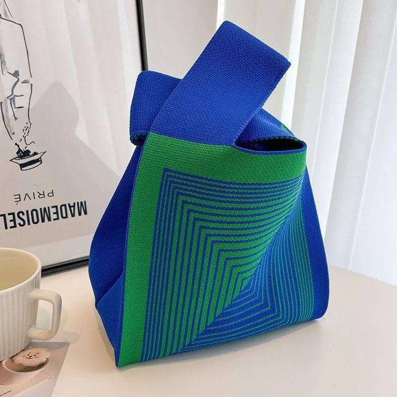 Internet celebrity handbag, knitted wool bucket bag, casual Tote bag, bento small square bag