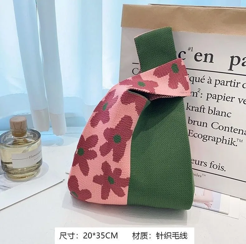 Internet celebrity handbag, knitted wool bucket bag, casual Tote bag, bento small square bag