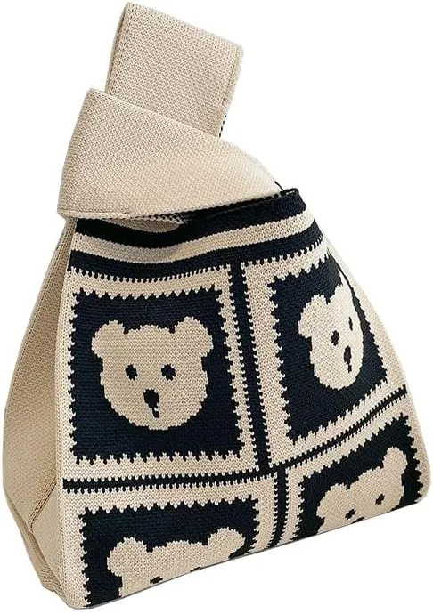 Internet celebrity handbag, knitted wool bucket bag, casual Tote bag, bento small square bag