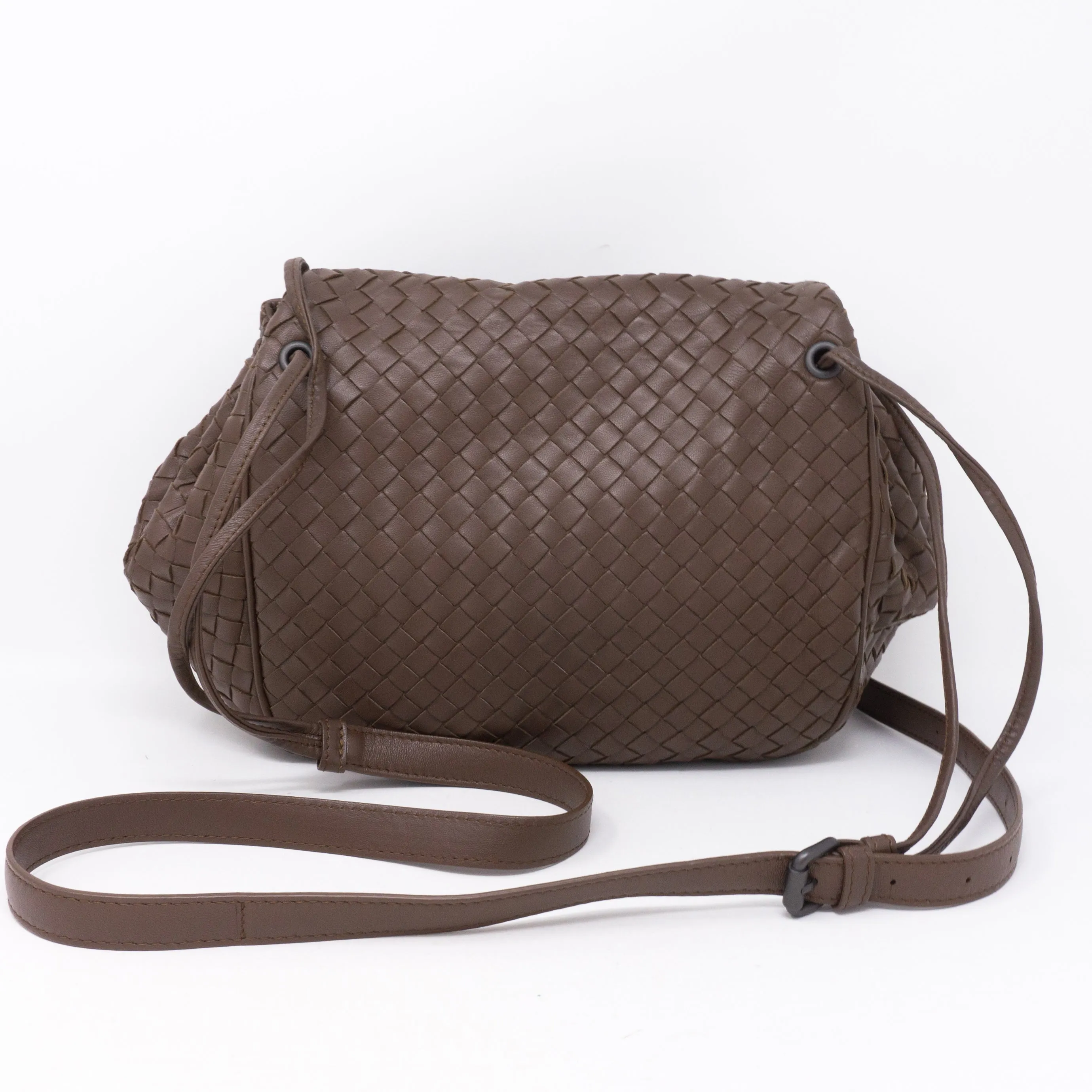 Intrecciato Drawstring Flap Crossbody Bag