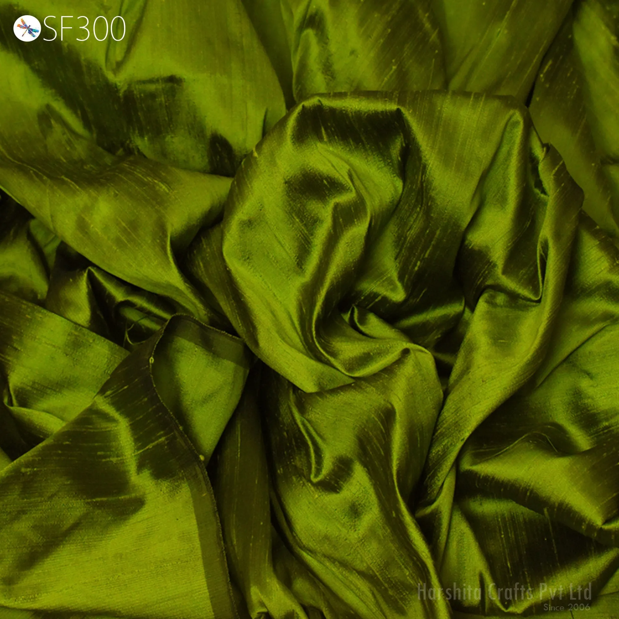 Iridescent Green Black Pure Dupioni Fabric Yardage Wedding Bridesmaid Dresses Indian Raw Silk Dupion DIY Crafting Sewing Upholstery Drapery