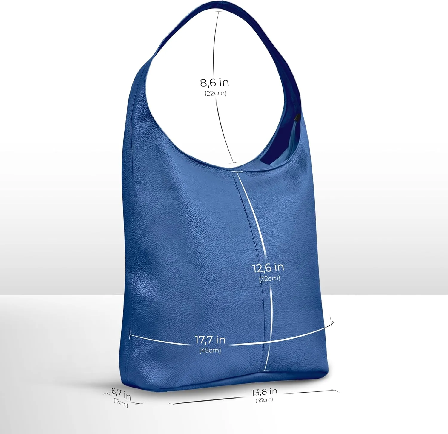 Italian Genuine Calf Leather Hobo Bag for Women with Zipper | Large Soft Slouchy Unlined Shoulder Handbag Tote Bucket Purse
