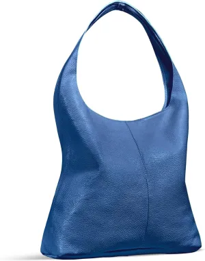 Italian Genuine Calf Leather Hobo Bag for Women with Zipper | Large Soft Slouchy Unlined Shoulder Handbag Tote Bucket Purse