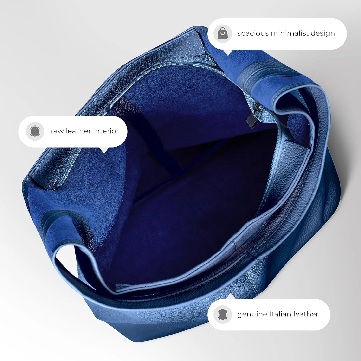 Italian Genuine Calf Leather Hobo Bag for Women with Zipper | Large Soft Slouchy Unlined Shoulder Handbag Tote Bucket Purse