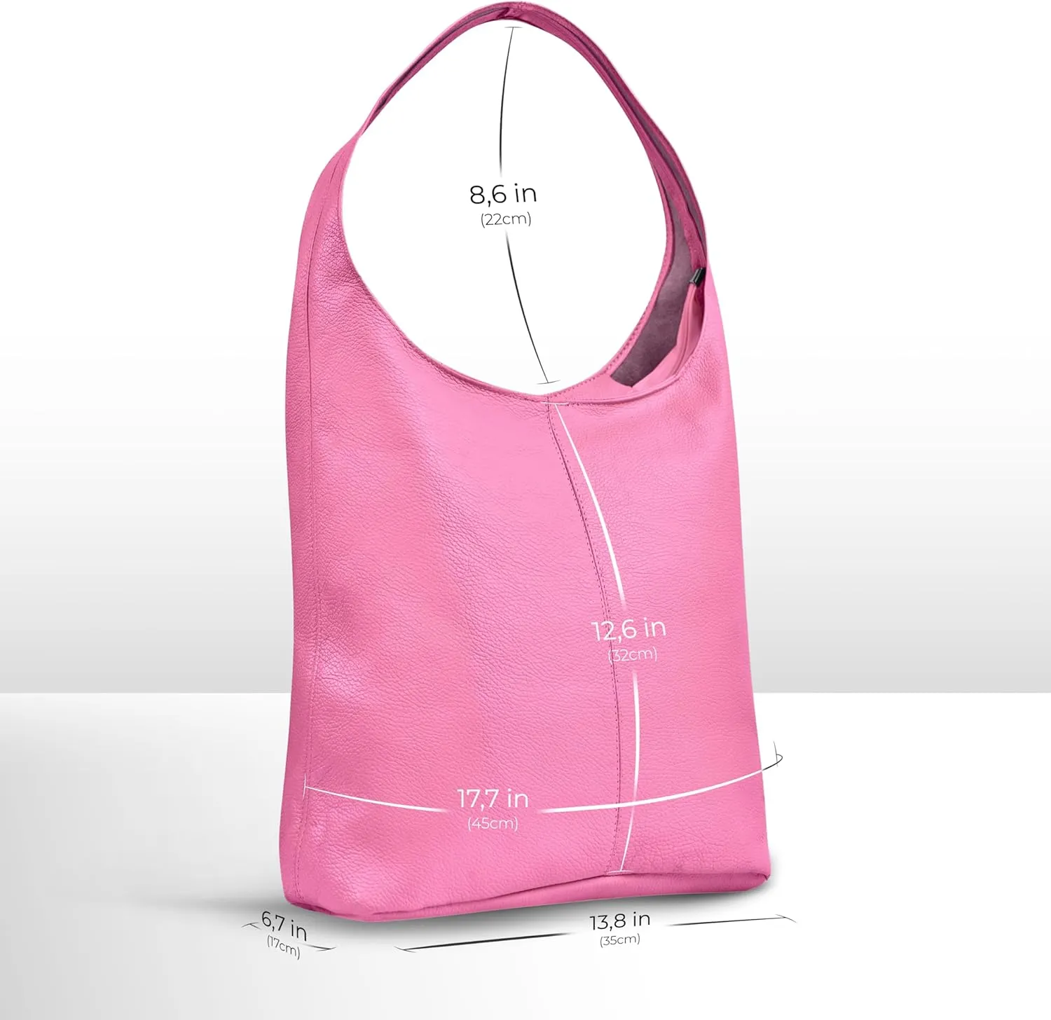 Italian Genuine Calf Leather Hobo Bag for Women with Zipper | Large Soft Slouchy Unlined Shoulder Handbag Tote Bucket Purse