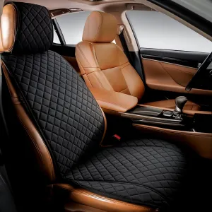 IVICY Linen Car Seat Cover for Cars - Non-Slip Soft & Breathable - Front Car Seat Protector Covers Universal Fits Most Automotive, Vans, SUVs, Trucks - 1 Unit - Black