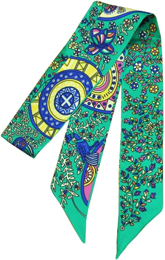 JERLA 100% Mulberry silk Scarf bag scarf Head Hair Ribbon Handbag Handle wrap Tie Bundle Scarf Neckerchief Scarf for women