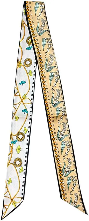 JERLA 100% Mulberry silk Scarf bag scarf Head Hair Ribbon Handbag Handle wrap Tie Bundle Scarf Neckerchief Scarf for women