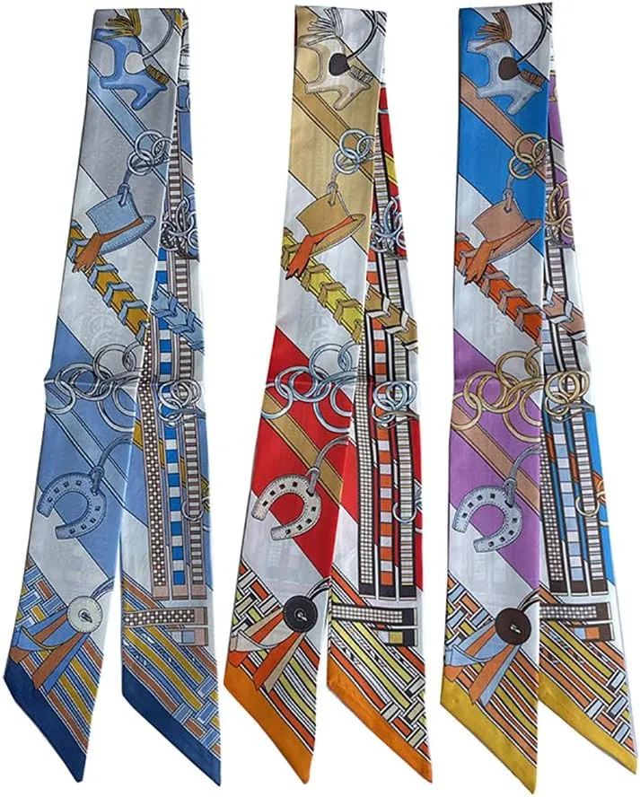 JERLA 100% Mulberry Silk Scarf for Women Men - Head Hair Ribbon, Handbag Handle Wrap, Tie Bundle, Neckerchief