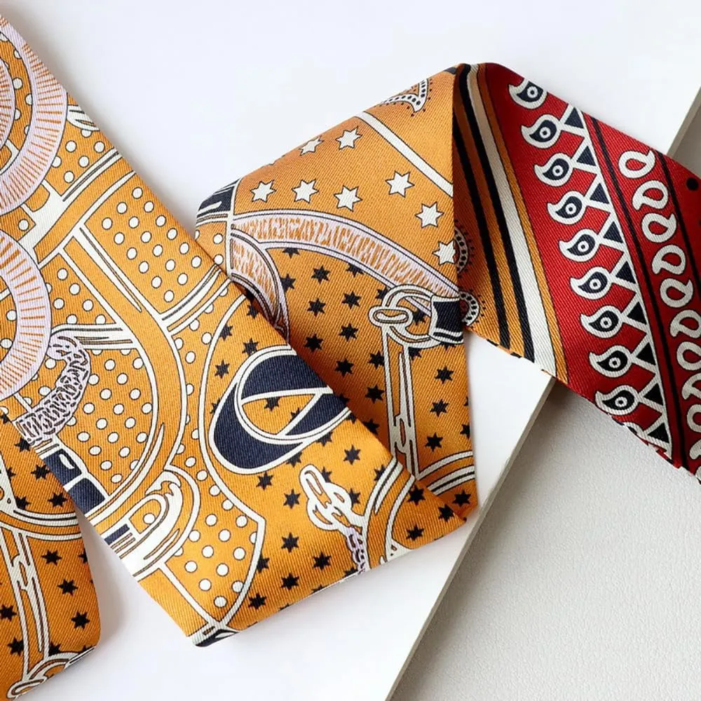 JERLA 100% Mulberry silk Scarf handbag wrap Tie Bundle Hair Ribbon Neckerchief Scarf for women men