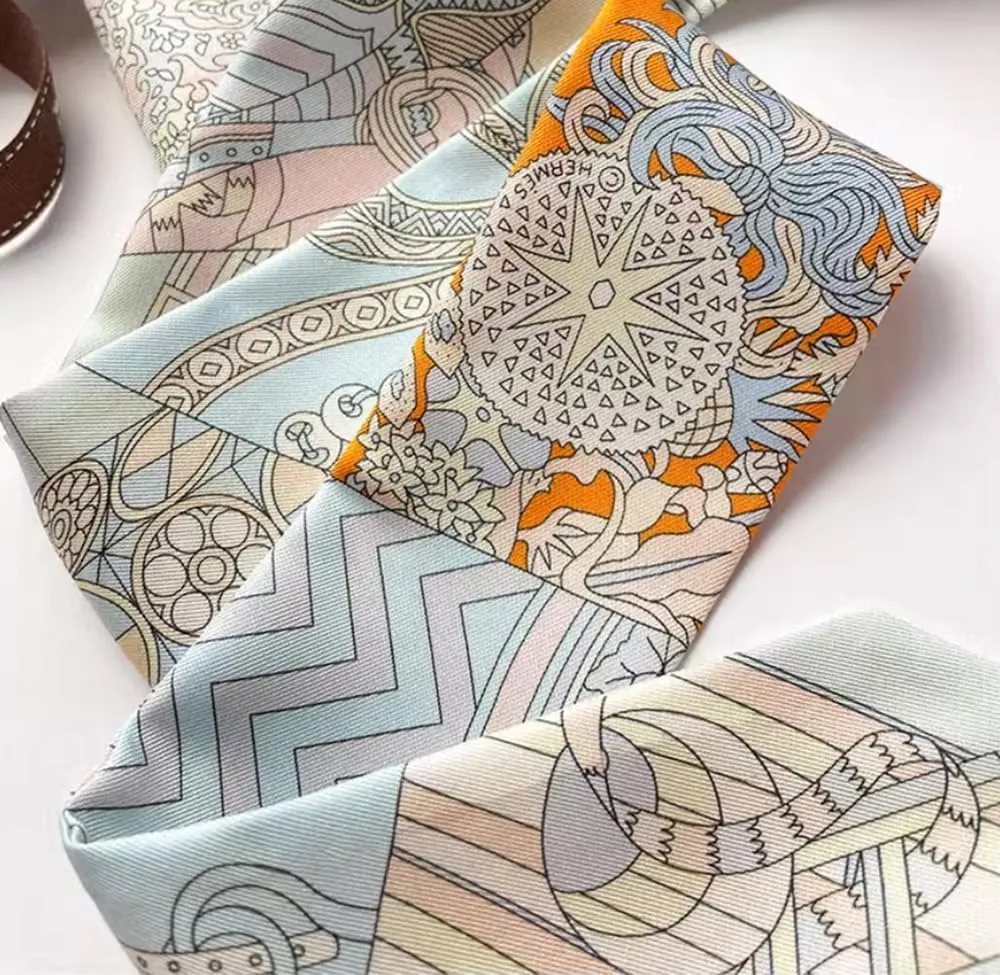 JERLA 100% Mulberry silk Scarf Head Hair Ribbon Handbag Handle wrap Tie Bundle Scarf Neckerchief Scarf for women