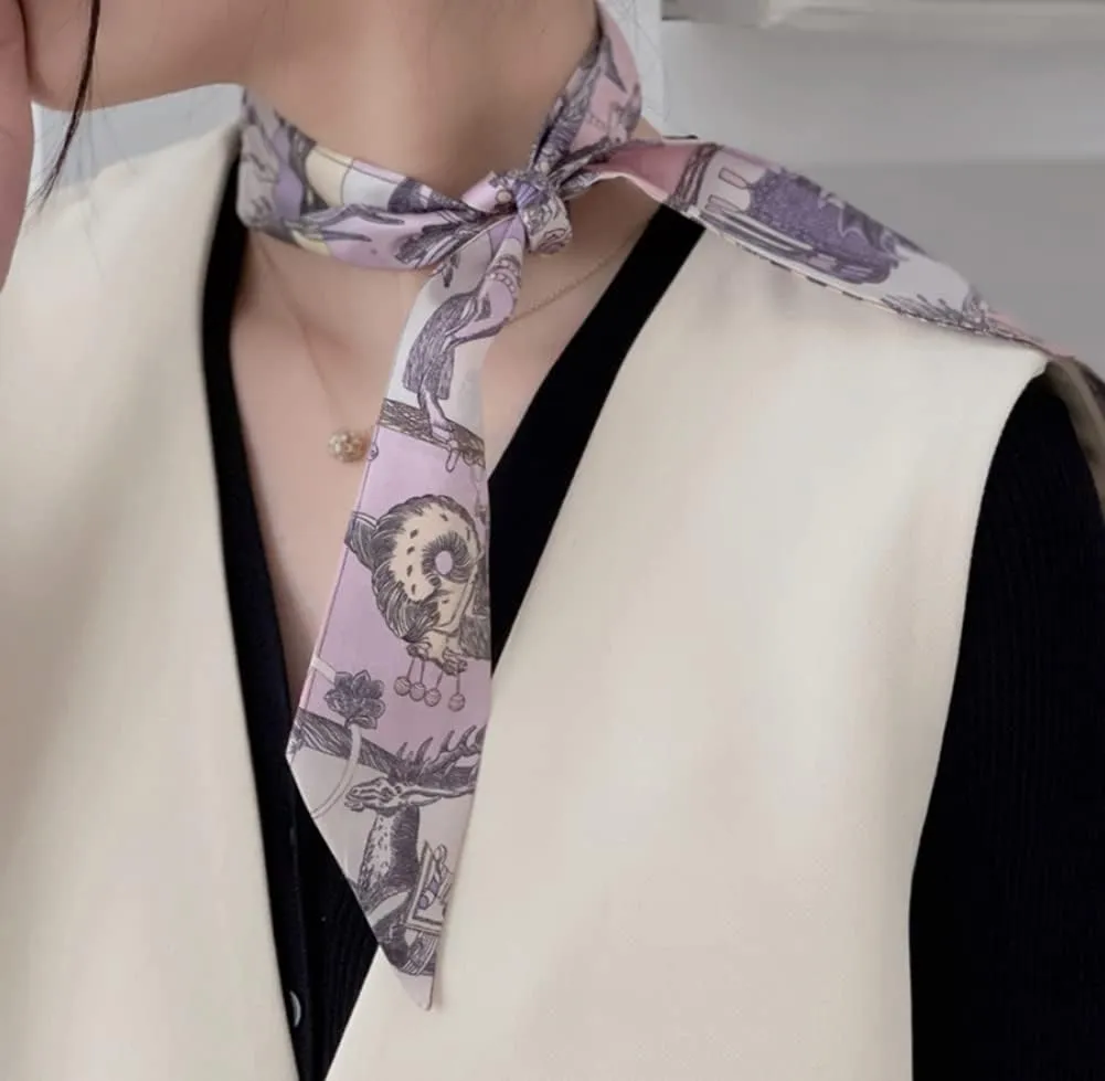 JERLA 100% Mulberry silk Scarf Head Hair Ribbon Handbag Handle wrap Tie Bundle Scarf Neckerchief Scarf for women