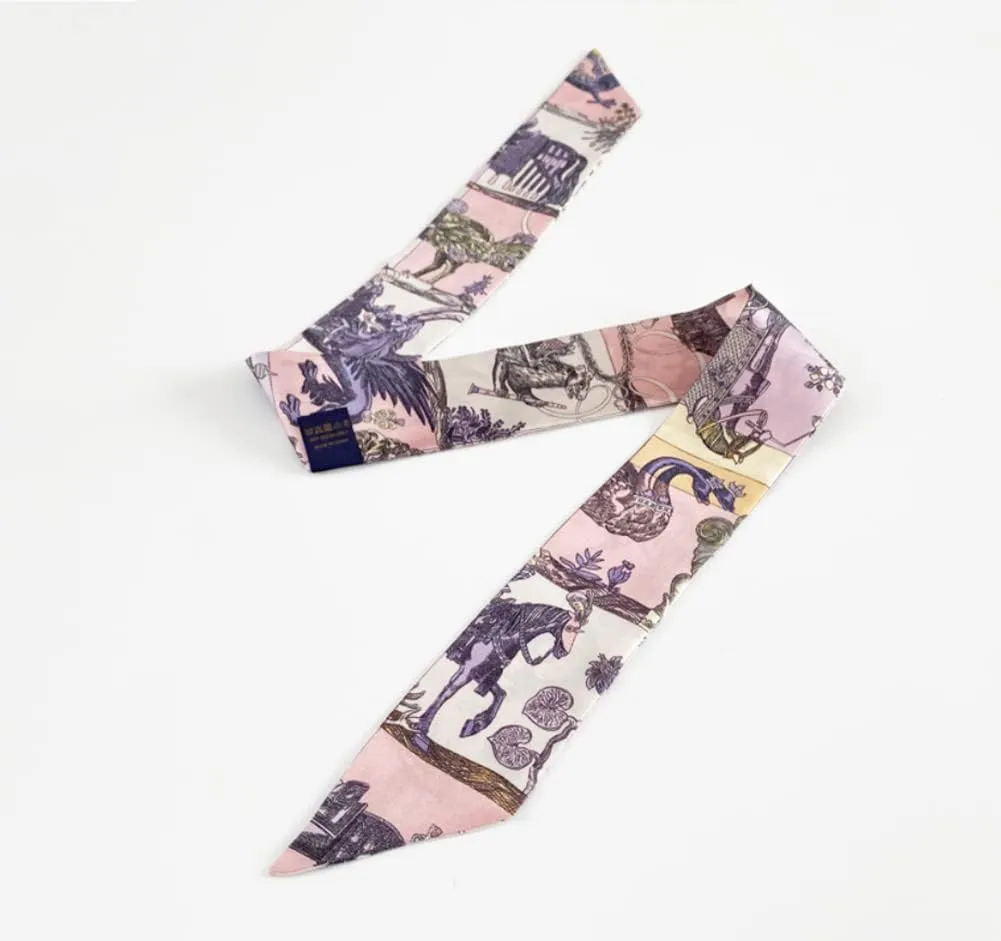 JERLA 100% Mulberry silk Scarf Head Hair Ribbon Handbag Handle wrap Tie Bundle Scarf Neckerchief Scarf for women