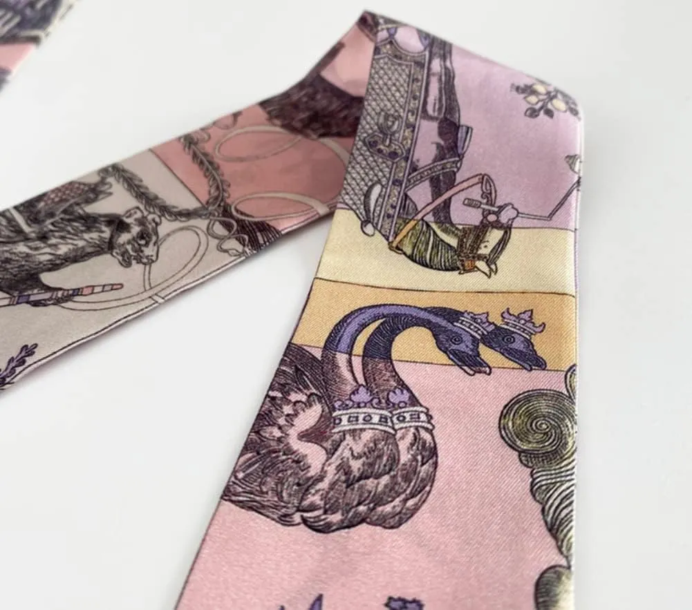 JERLA 100% Mulberry silk Scarf Head Hair Ribbon Handbag Handle wrap Tie Bundle Scarf Neckerchief Scarf for women
