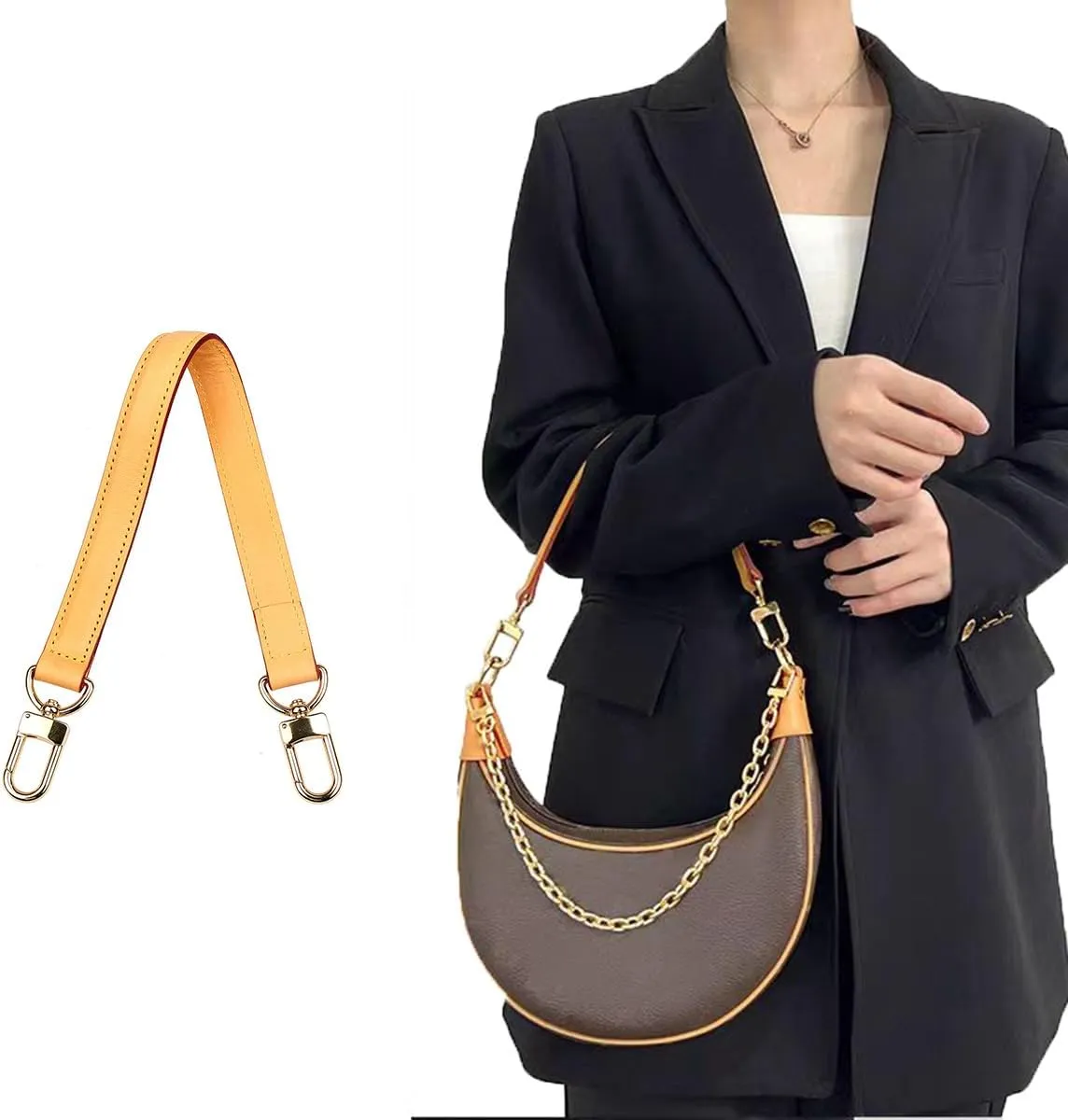 jiesinlov Purse Handle Leather Strap Replacement Fit for Neonoe Hobo Bucket Handbag(Beeswax)