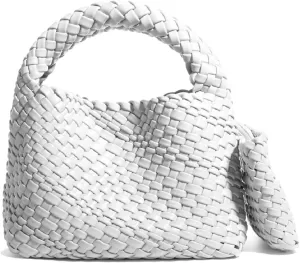 JINMANXUE Fashion Handbag for Women, Woven Tote Bucket Composite Bag, Knitting Chain Crossbody Shoulder Purse