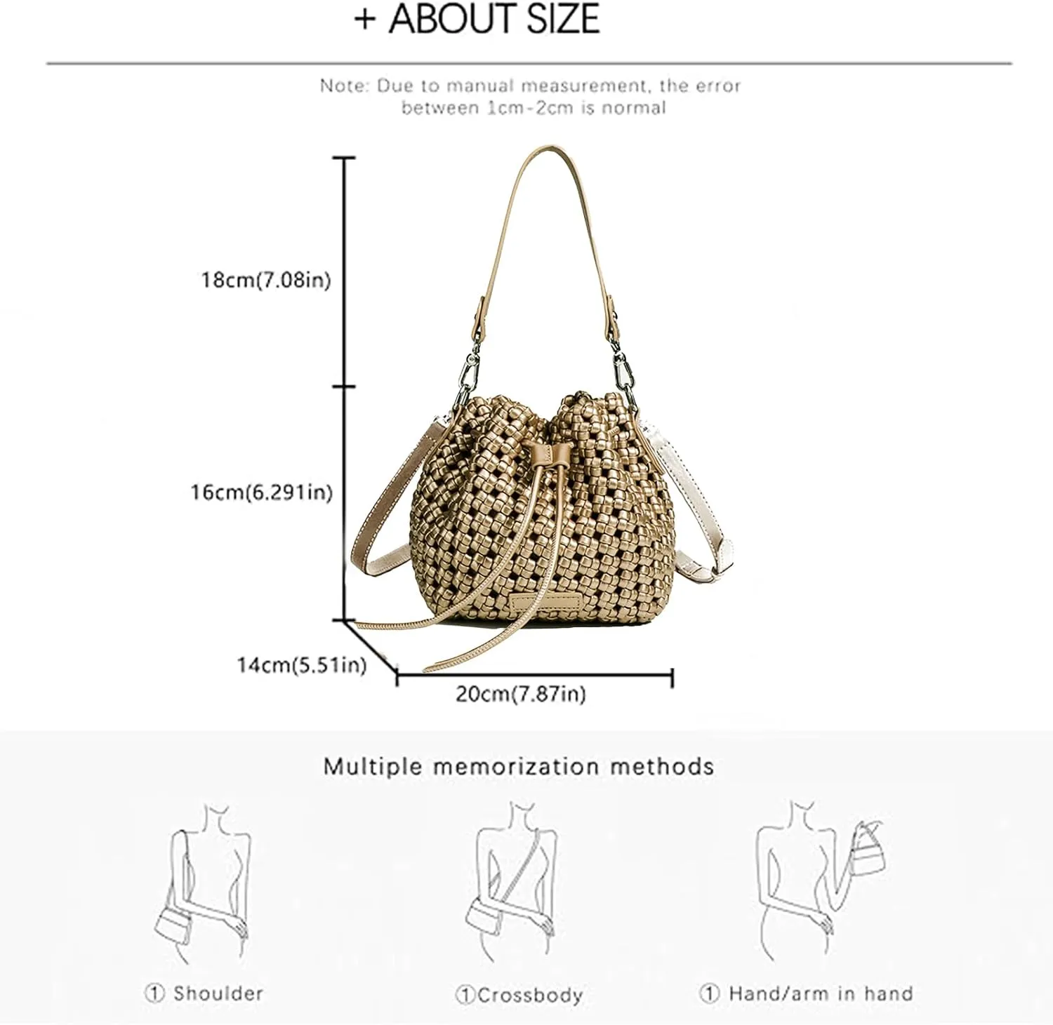 JINMANXUE Fashion Hollow Bucket Tote Bag For Women, Crossbody Female Handbag Woven Silk bag Leisure Leather Shoulder Bag