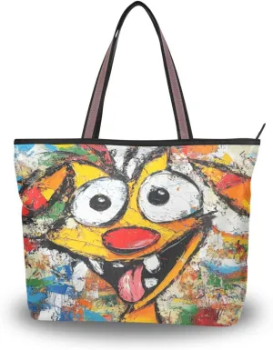 JSTEL Tote Bag for Women with Zipper,Polyester Tote Purse Holiday Tote Bag Work Handbag Women Gift