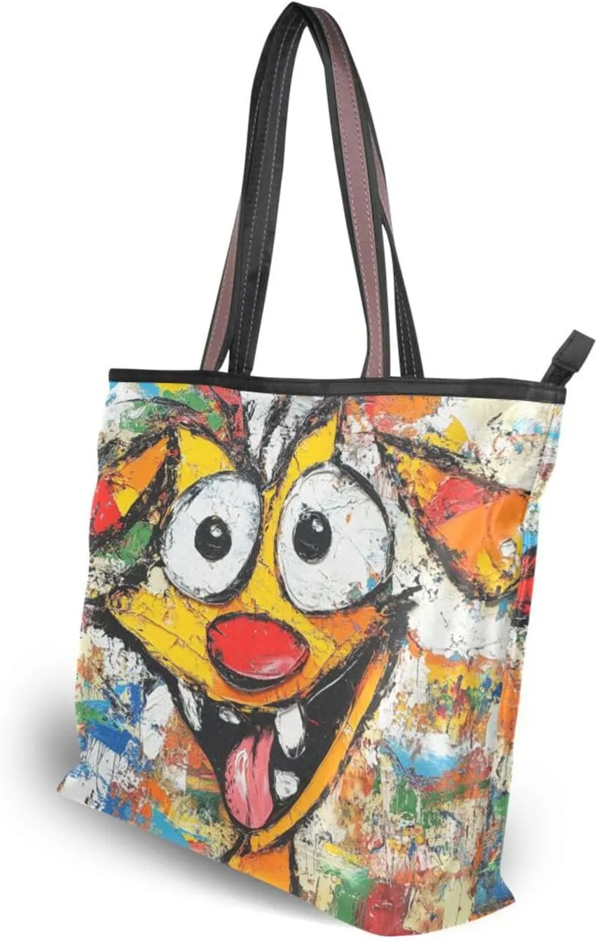 JSTEL Tote Bag for Women with Zipper,Polyester Tote Purse Holiday Tote Bag Work Handbag Women Gift