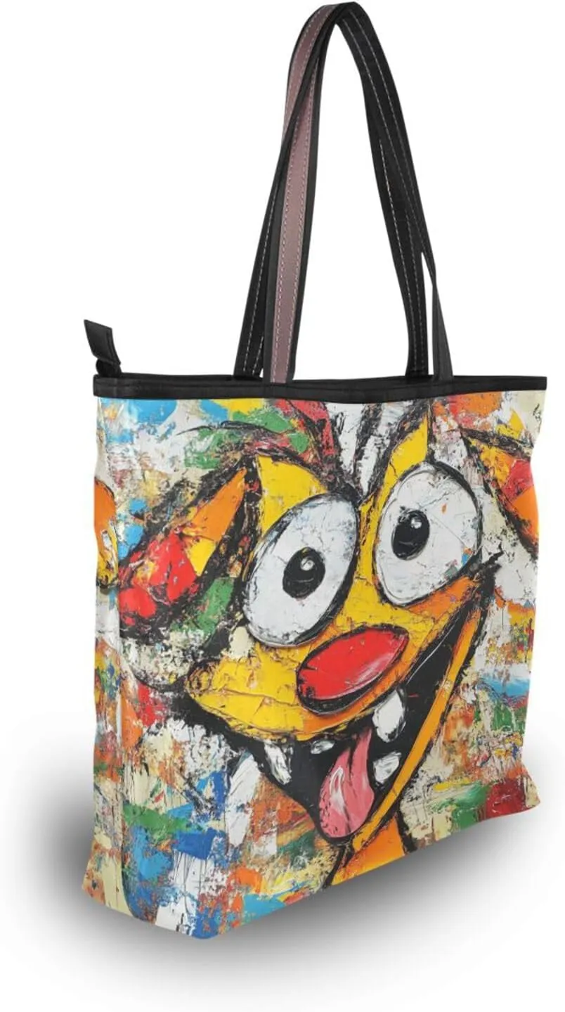 JSTEL Tote Bag for Women with Zipper,Polyester Tote Purse Holiday Tote Bag Work Handbag Women Gift