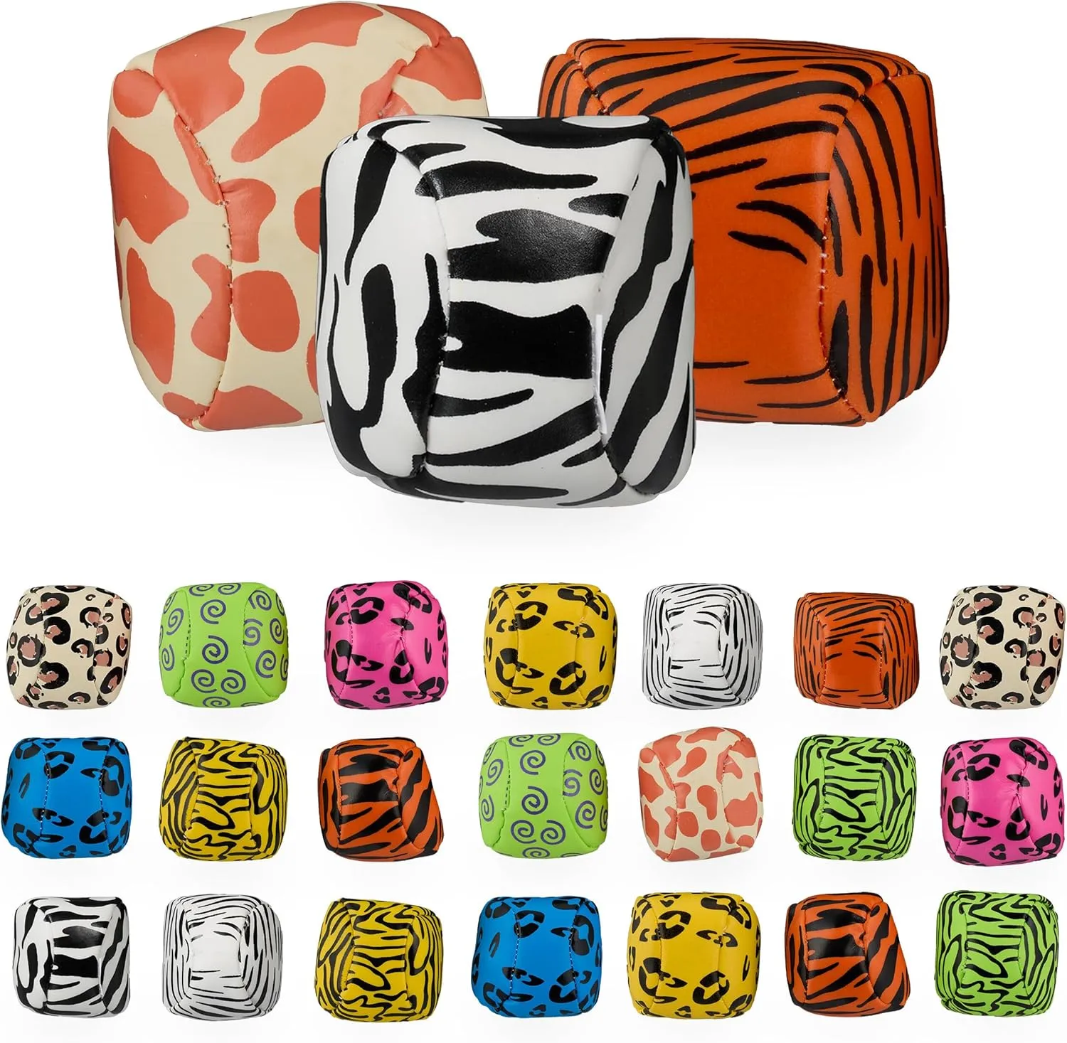 Juggling Balls, Set of 24, Diameter 50 mm, Animal Prints, Beginners & Professionals, Throwing Ball, Ball Filling, Juggling Bags, Colourful
