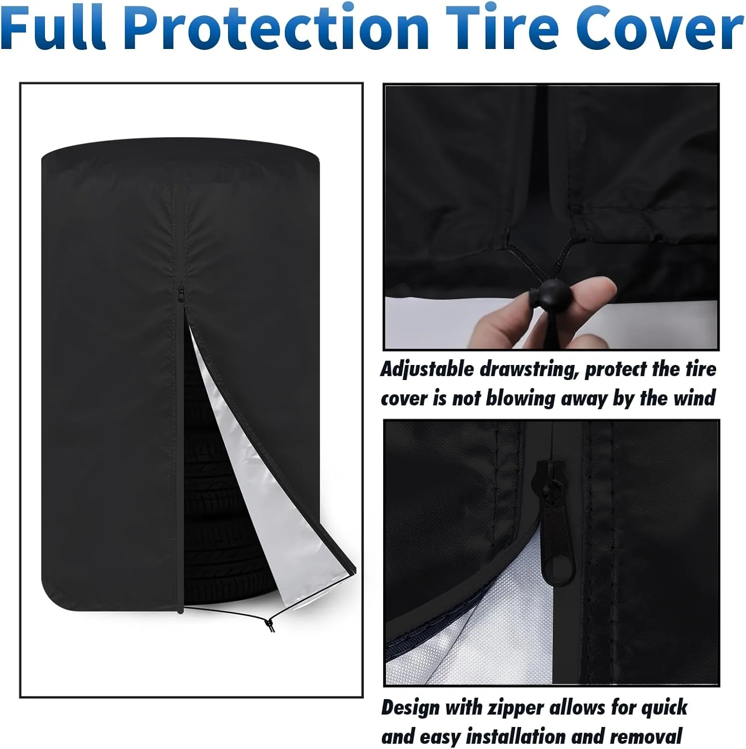KALINCO Large Tire Cover, Waterproof Tire Storage Bag, Dust-Proof Seasonal Tire Cover, Fits up to Diameter 32" Tires, 2 Pack