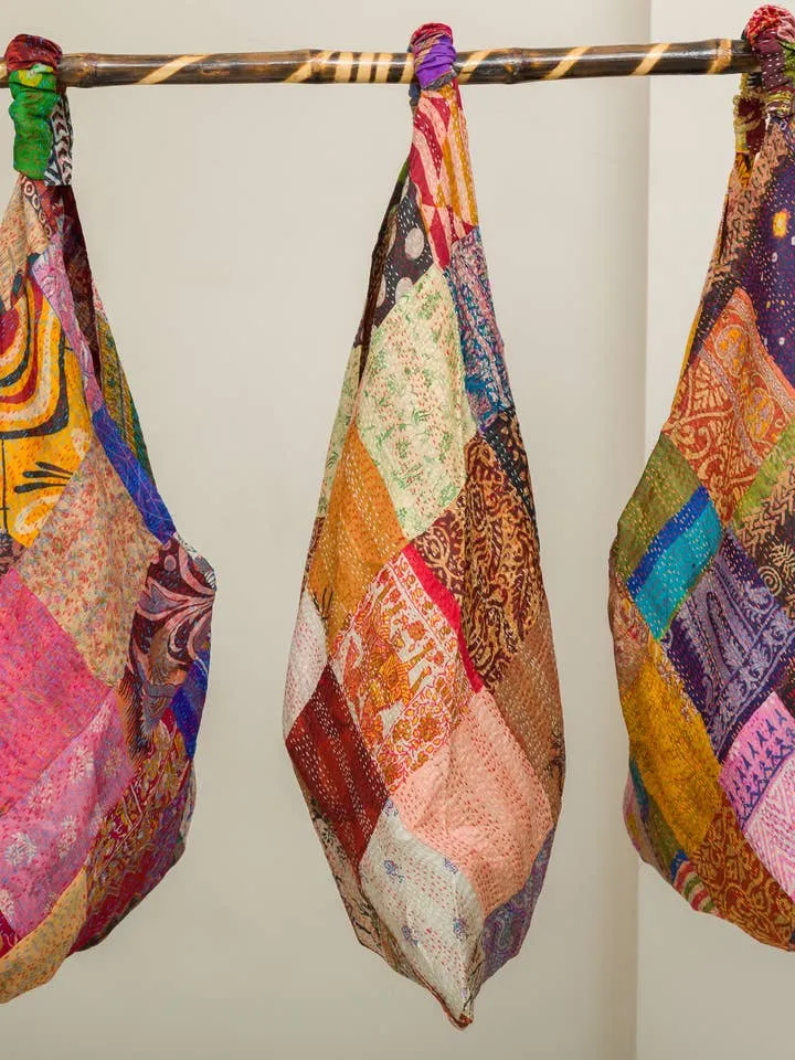 Kantha Silk Triangle Bags