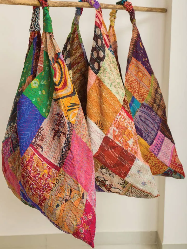 Kantha Silk Triangle Bags