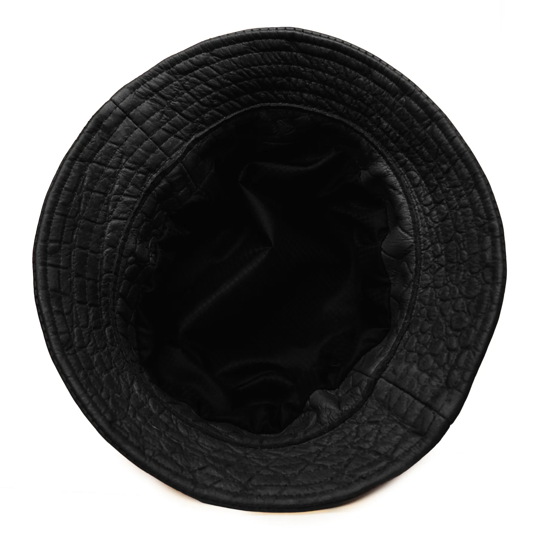 Kashani Black Embossed Alligator Lambskin Bucket Hat