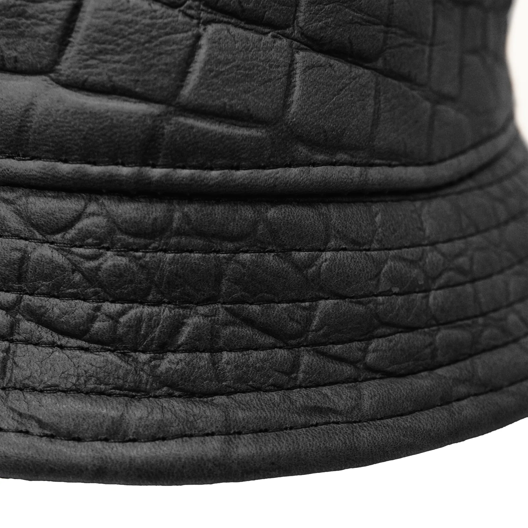 Kashani Black Embossed Alligator Lambskin Bucket Hat