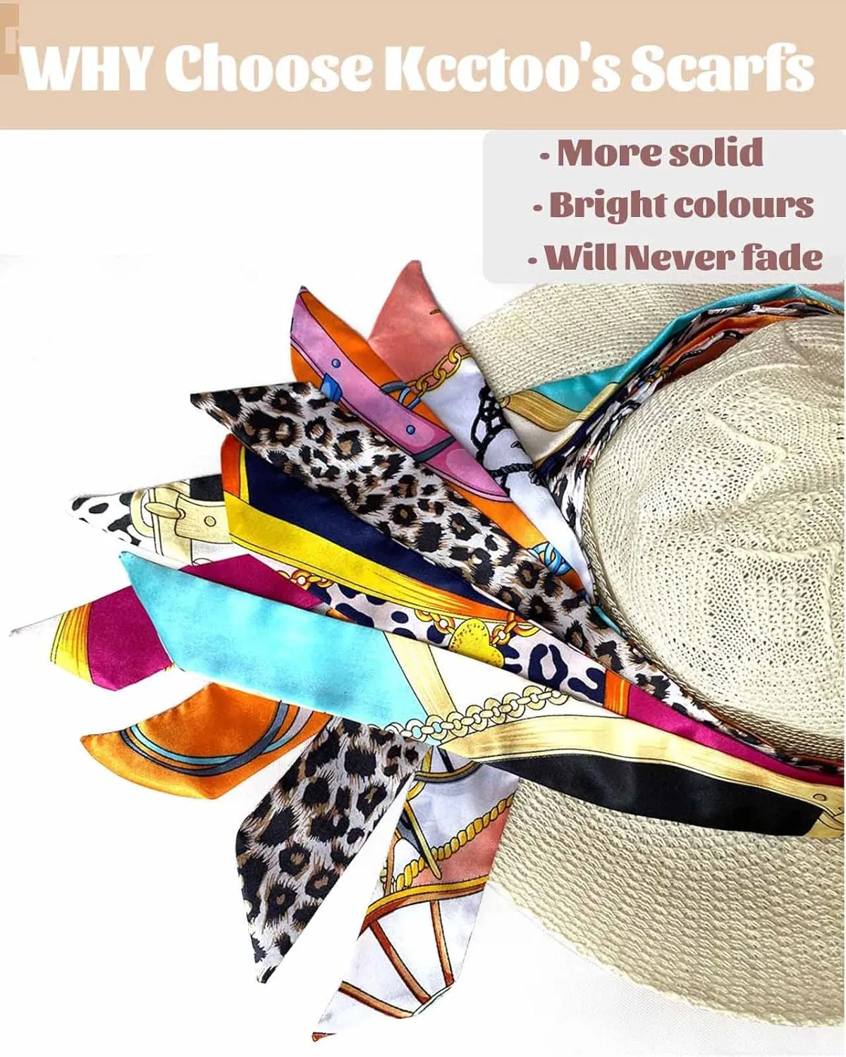 kcctoo 2/6/10Pack Scarf Bags for Women Handbag Scarfs Band Hair Neck Scarves Fashion Gifts