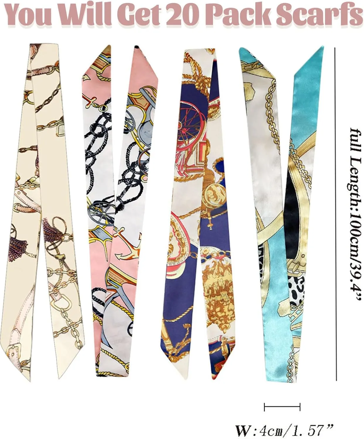 kcctoo 2/6/10Pack Scarf Bags for Women Handbag Scarfs Band Hair Neck Scarves Fashion Gifts