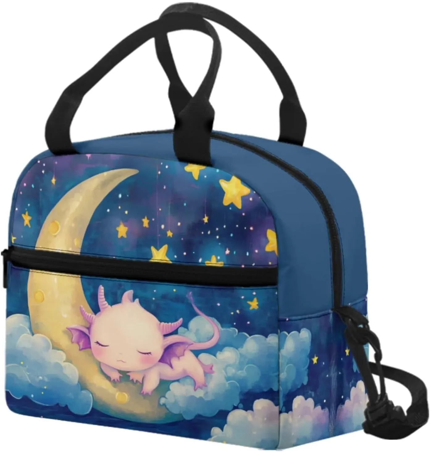 Kids 3 Pcs Backpack Set Axolotl Backpack for Girls Primary School Bookbag with Lunch Box and Pencil Case Casual Daypack with Front Pockets for Kids Outdoor Picnic or Travel