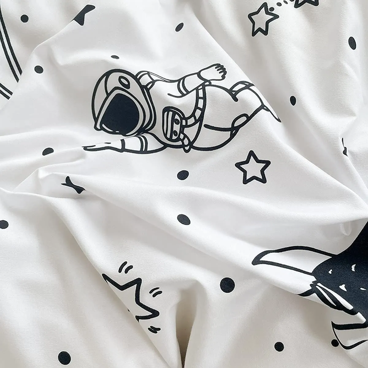 Kids Astronaut Rocket Duvet Cover Set Full - Outer Space Adventure Galaxy Bedding for Boys Girls Children - Soft Universe Cosmonaut Planet Ship Comforter Cover