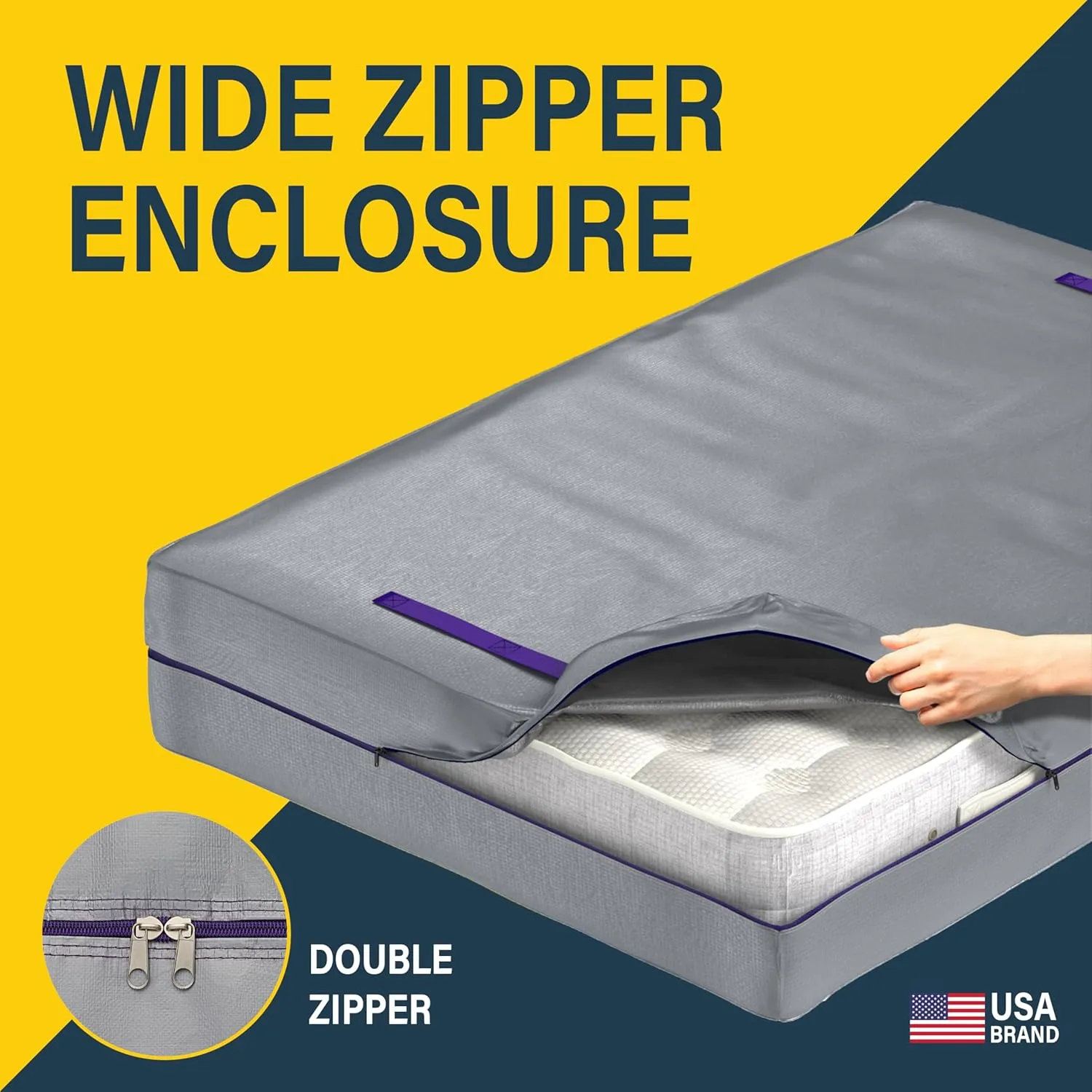 King Mattress Bags For Moving - Heavy Duty 10 Mil Thick Zippered Mattress Cover For Moving w 8 Carrying Handles - Moving Mattress Protector Bag - Waterproof Plastic Mattress Storage Bag (King Size)