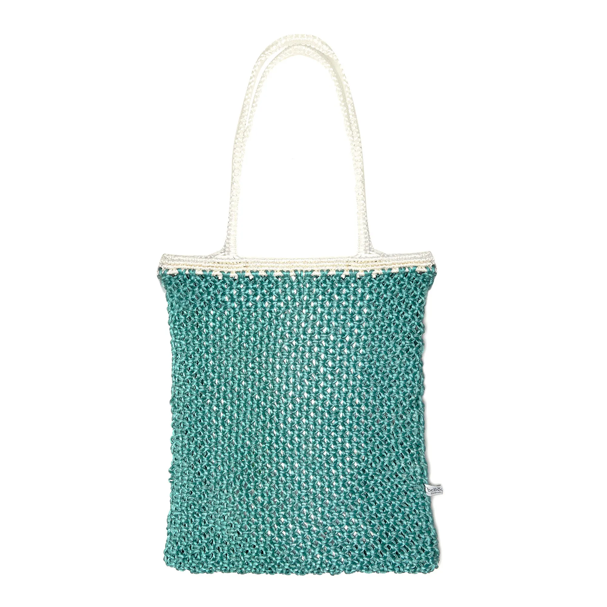 KIYANA Hand Woven Macrame Bag - Aqua & White