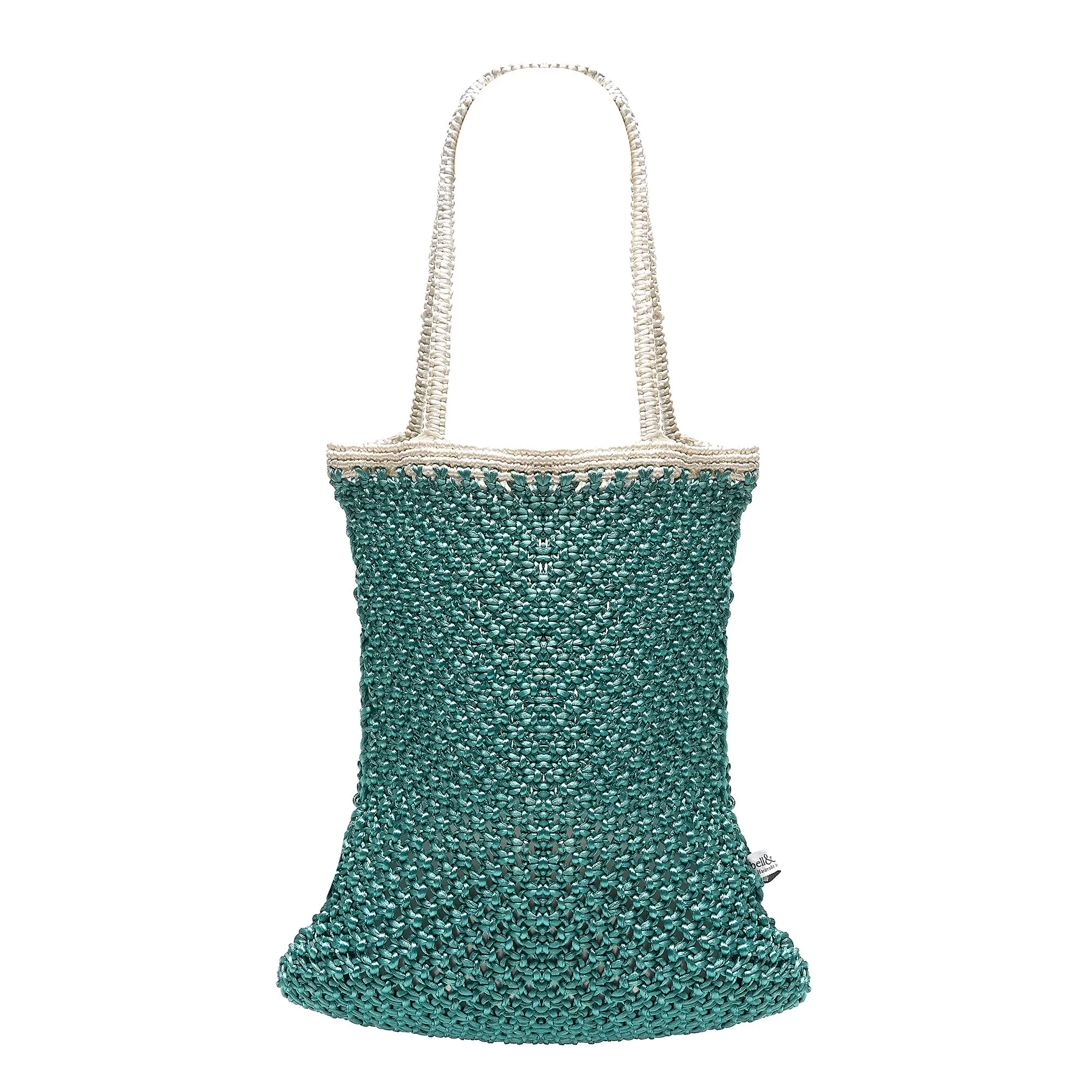 KIYANA Hand Woven Macrame Bag - Aqua & White